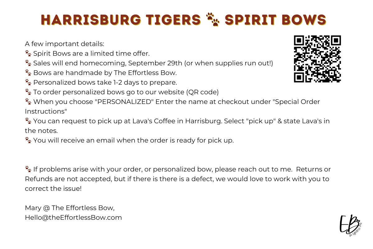 Harrisburg Tigers 🐾 Spirit Bows