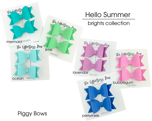 Bright Pigtail Bows- Hello Summer