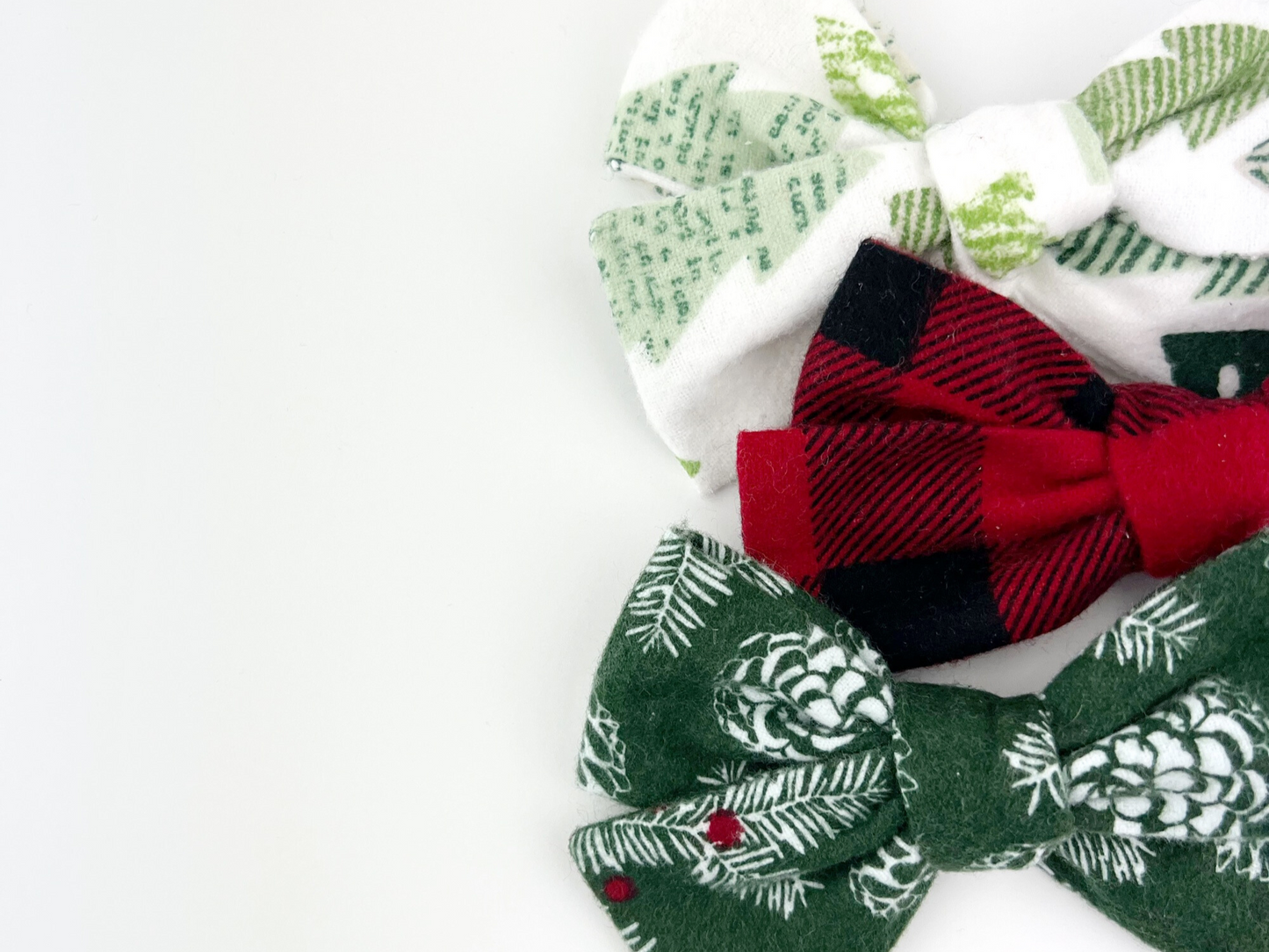 Evergreen Flannel Bows