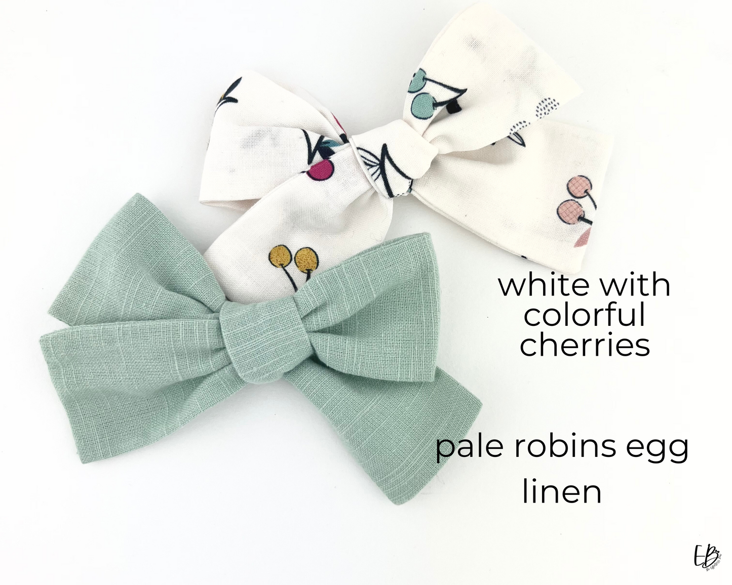 Colorful Cherries Baby Headband, Teal Bow