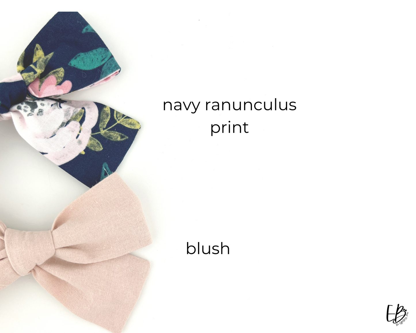 Navy & Blush Ranunculus Hair Bow
